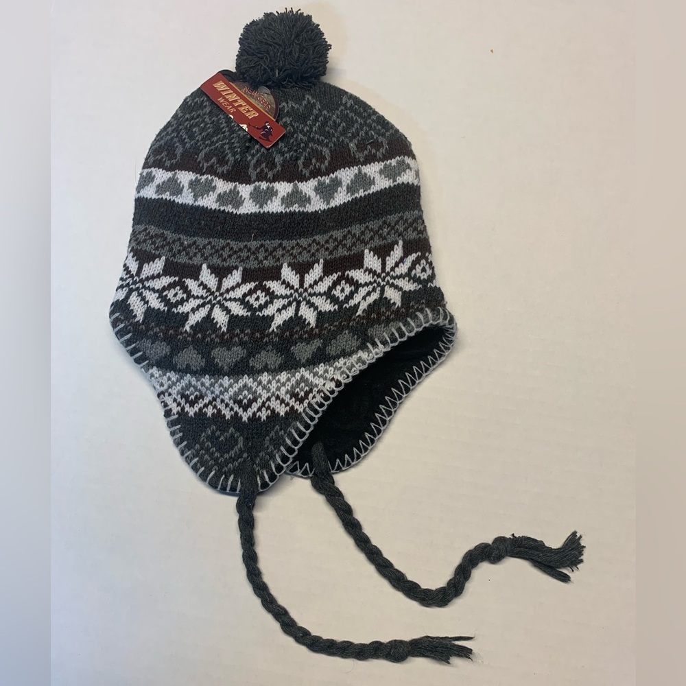 Womens knit, fleece lined winter hat